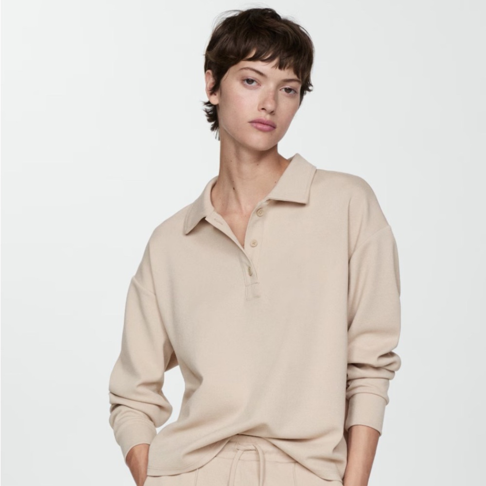MANGO Polo Jersey Rugby Collared Sweatshirt Sweater MNG XS